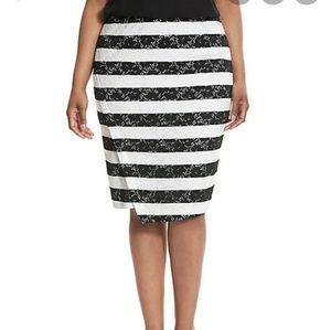 Black and white lace pencil skirt